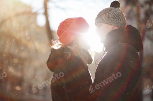 Preview: Young Couple Walking Through The Winter City