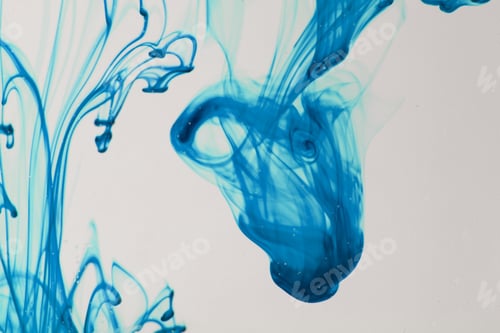 Preview: Blue Ink Liquid In Water Making Abstract Forms