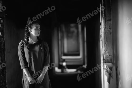Preview: Retro Girl In The Old House Reading Books And Writing A Story