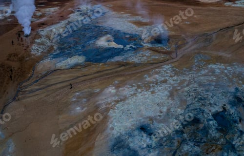 Preview: Icelandic Aerial Photography Captured By Drone.Beautiful Landscape In Hveraronf, In An Area Of