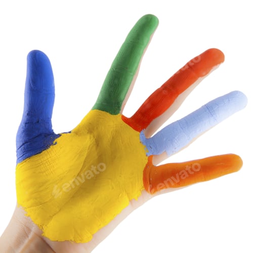 Preview: Colorful Hand On White Background