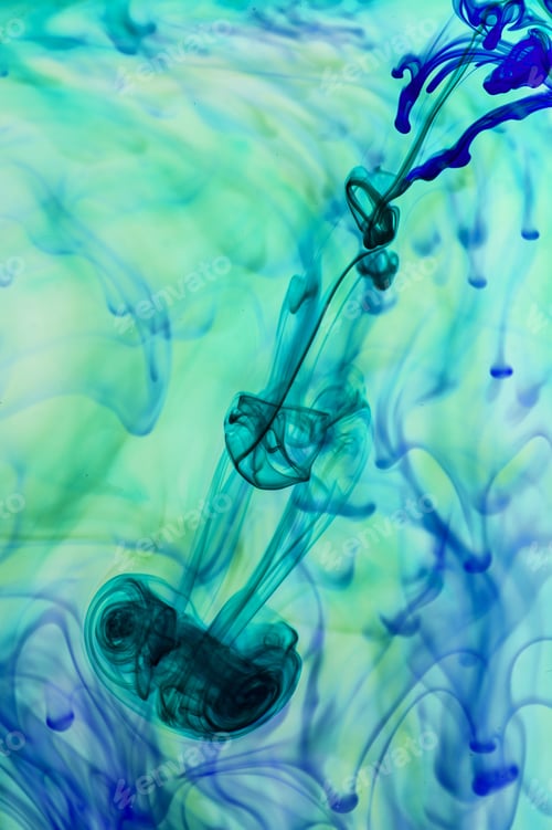 Preview: Blue And Green Liquid In Water Making Abstract Forms