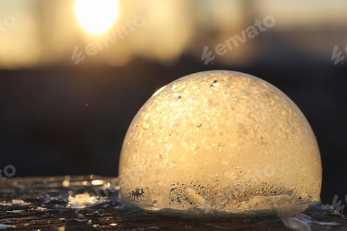 Preview: Soap Bubbles Freeze In The Cold. Winter Soapy Water Freezes In Air.