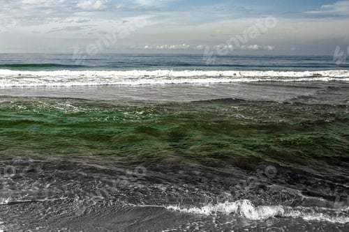 Preview: Sea Waves On The Sand Beach. Background Texture