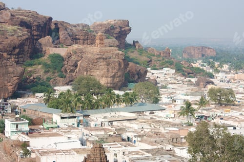 Preview: Fort Atop Rocky Mountain And Cave Temples At Badami, Karnataka, India, Asia