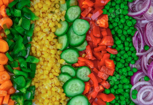 Preview: Fresh Chopped Vegetables Bright Background