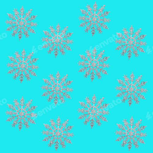 Preview: Silver Snowflakes Isolated On The Blue Background, Texture