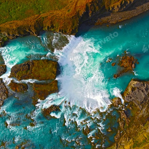 Preview: Godafoss , Icelandic Waterfall. Located On The North Of The Island