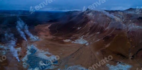Preview: Icelandic Aerial Photography Captured By Drone.Beautiful Landscape In Hveraronf, In An Area Of