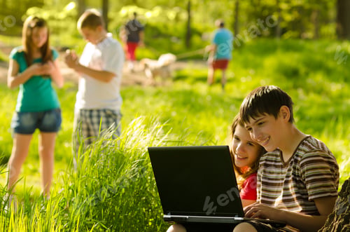 Preview: Teenagers Having Fun In The Nature On Sunny Spring Day.