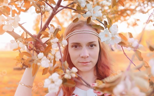 Preview: A Girl On A Walk In An Autumn Park. Young Red-Haired Girl In The Spring Nature.