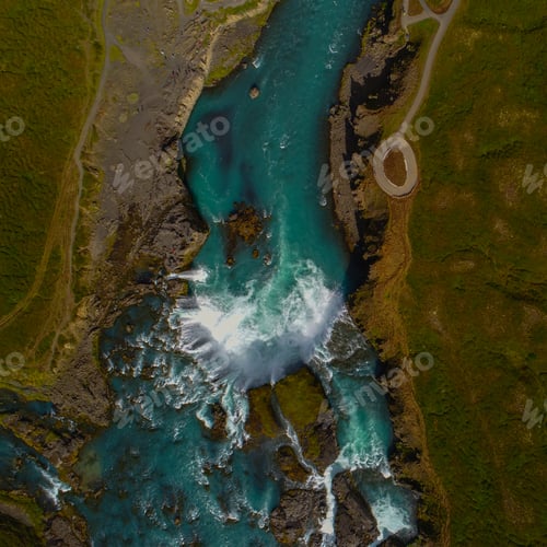 Preview: Godafoss , Icelandic Waterfall. Located On The North Of The Island