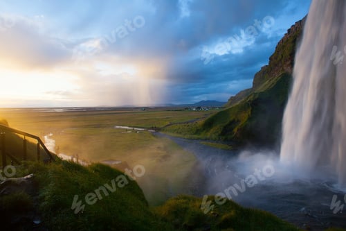 Preview: Seljalandsfoss Waterfall During The Sunset, Iceland