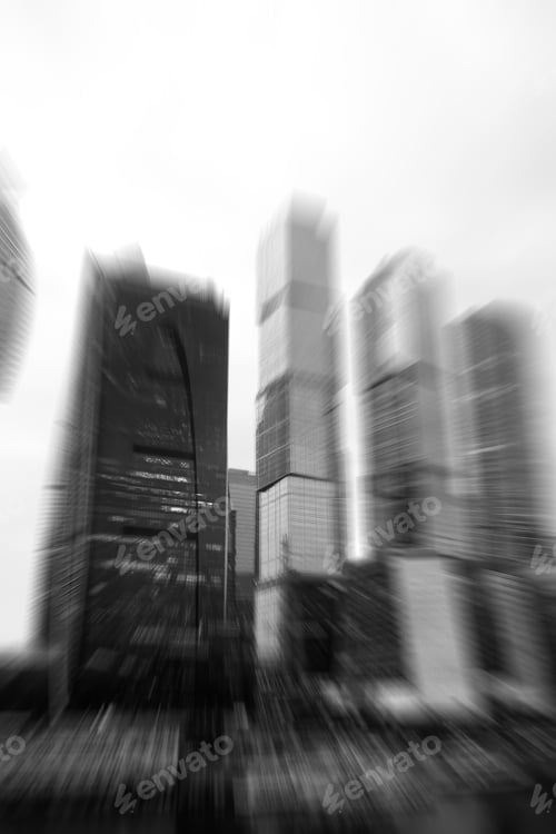 Preview: Business Center In A Large City With High Skyscrapers In The Evening