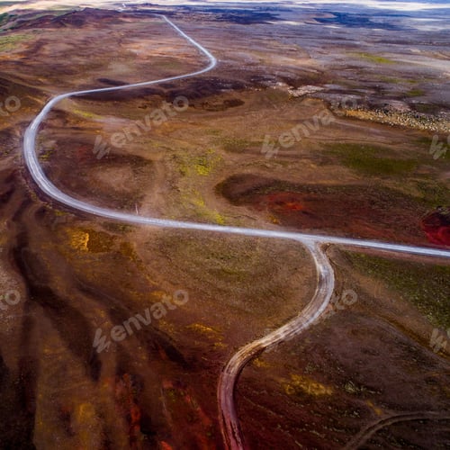 Preview: Icelandic Aerial Photography Captured By Drone.Beautiful Landscape In Hveraronf, In An Area Of