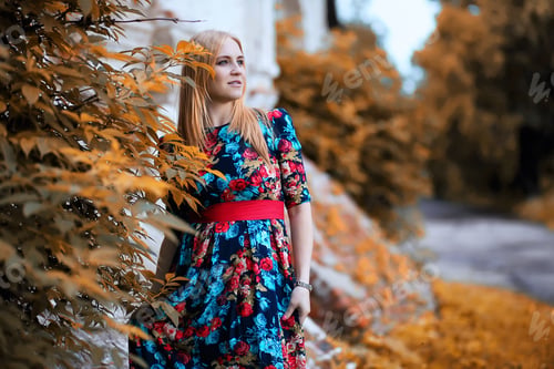 Preview: Girl In The Street With An Umbrella For A Walk On An Autumn Day