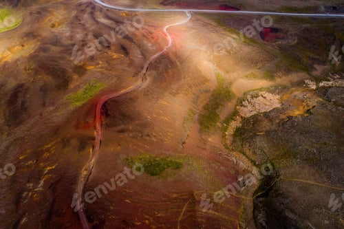 Preview: Icelandic Aerial Photography Captured By Drone.Beautiful Landscape In Hveraronf, In An Area Of