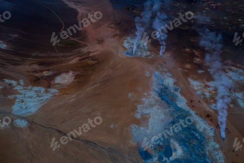 Preview: Icelandic Aerial Photography Captured By Drone.Beautiful Landscape In Hveraronf, In An Area Of