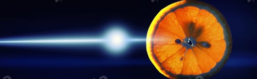 Preview: Composition With Orange And Grapefruit Slices On A Black Background. A Slice Of Orange On A Black