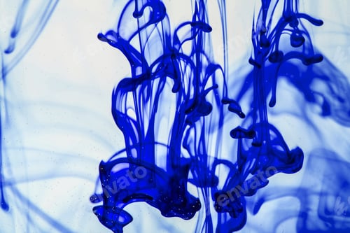 Preview: Blue Ink Liquid In Water Making Abstract Forms