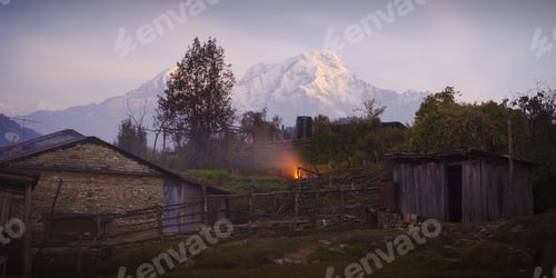 Preview: Beautiful Landscape In Himalayas At The Sunset Time , Annapurna Area, Nepal
