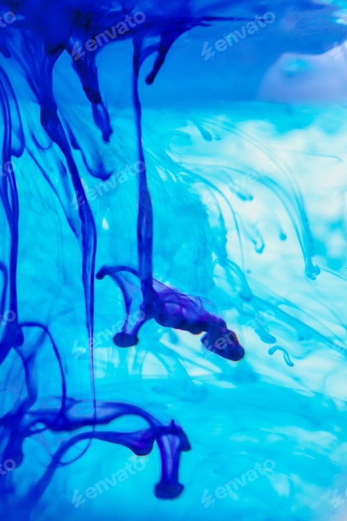 Preview: Blue Liquid In Water Making Abstract Forms