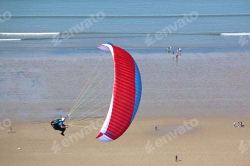 Preview: Paraglider Above Rhossili Beach, Wales