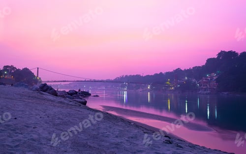 Preview: Beautiful Evening View Of The River Ganga In Rishikesh, India