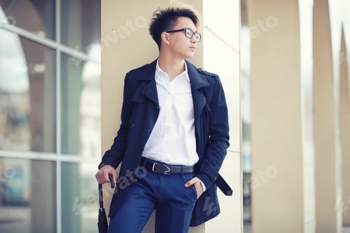Preview: Autumn Park In Rainy Weather And A Young Man With An Umbrella