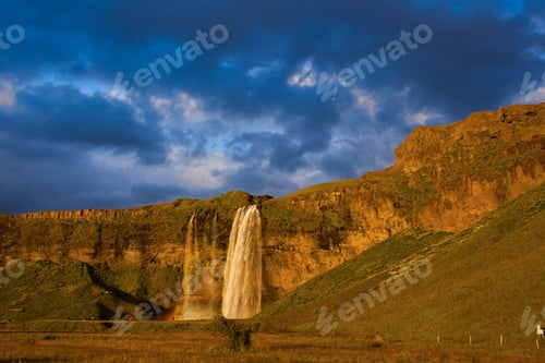 Preview: Seljalandsfoss Waterfall During The Sunset, Iceland
