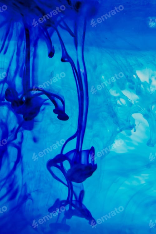 Preview: Blue Liquid In Water Making Abstract Forms