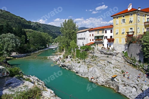 Preview: Buildig And Socha River Taken In Julian Alps, Slovenia