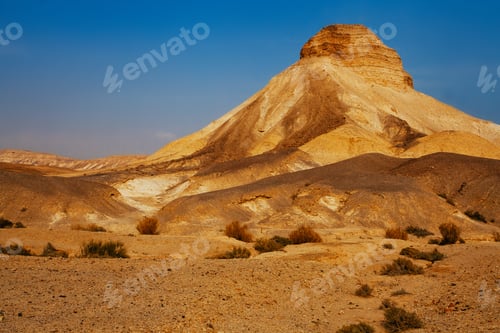 Preview: Landscapes Of Israeli Desert Under The Blue Sky In Daytime