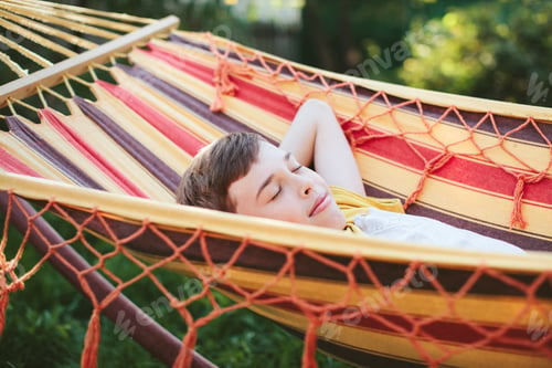 Preview: Boy Lying On A Hammock On A Nature