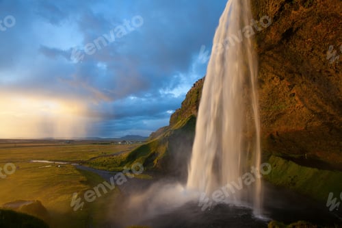 Preview: Seljalandsfoss Waterfall During The Sunset, Iceland