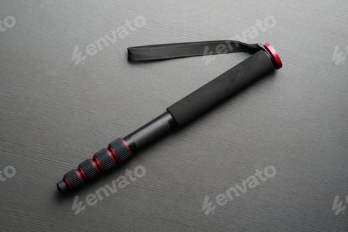 Preview: Black Modern High-Quality Monopod On A Dark Table.
