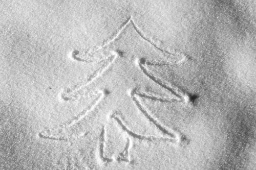 Preview: Hand Christmas Tree Drawing On Snow