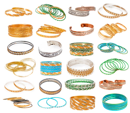 Preview: Set Of The Colorful Asian Bangles Isolated On White.