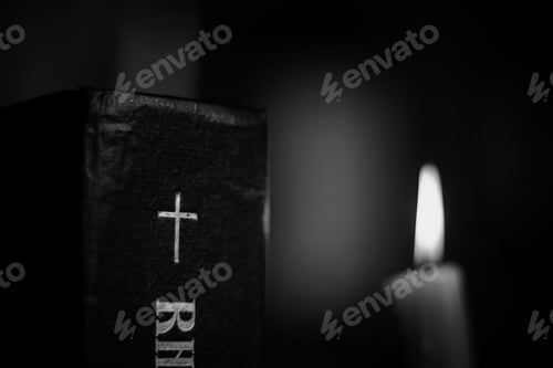 Preview: Burning Candle And Bible Religion