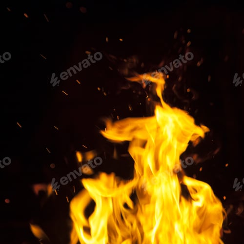 Preview: Fire Flames On Black Background