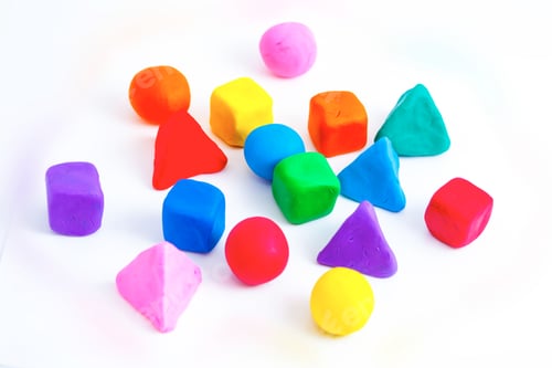 Preview: Pyramids, Cubes And Balls Made With Colorful Plasticine, On The White Background