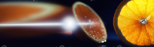 Preview: Composition With Orange And Grapefruit Slices On A Black Background. A Slice Of Orange On A Black