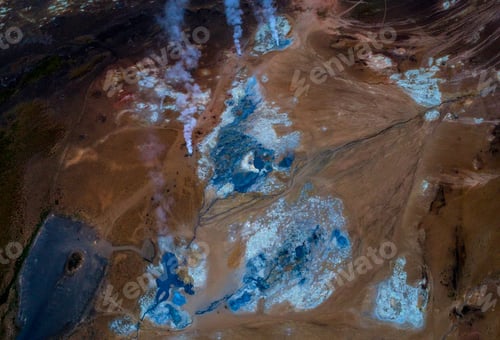 Preview: Icelandic Aerial Photography Captured By Drone.Beautiful Landscape In Hveraronf, In An Area Of