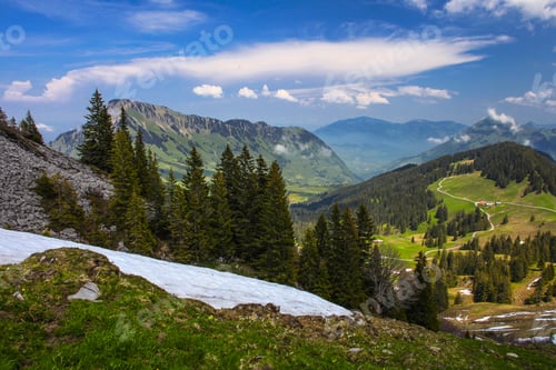 Preview: Swiss Alps Mountains Spring Landscape