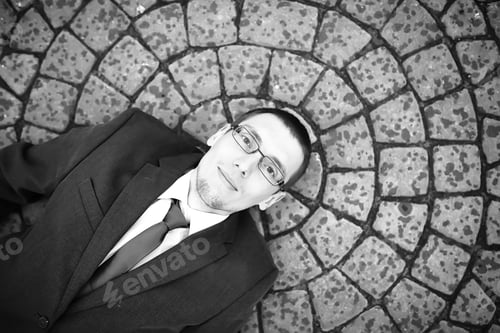 Preview: Businessman In A Suit On The Street Black-And-White Photo