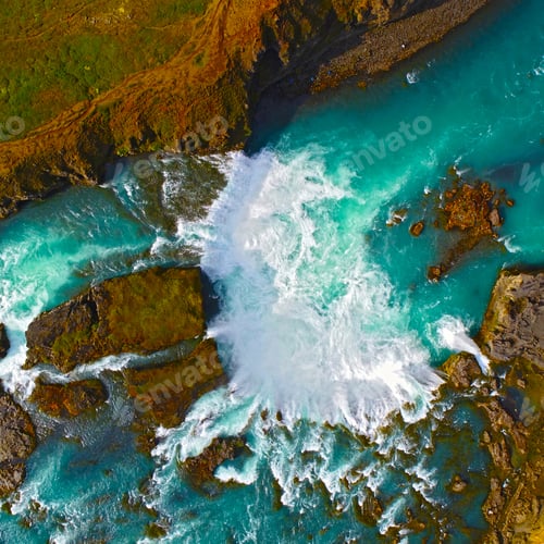 Preview: Godafoss , Icelandic Waterfall. Located On The North Of The Island