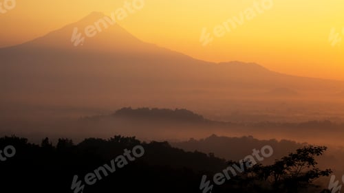Preview: Sunrise View On The Mountains And Hills Around Borobudur