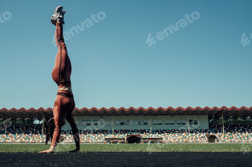 Preview: Portrait Of One Sports Fitness Girl Dressed Fashion Sportswear Outfit Doing Exercise And Training