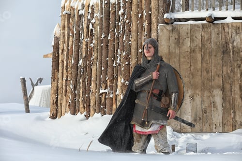 Preview: Defender The Young Warrior In Mail Armor Armed With A Sword And An Ax