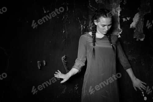 Preview: Young Girl Portrait In Old House With Burnt Walls